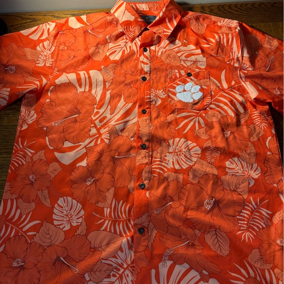 Colosseum Clemson Tigers Orange Floral Men's Shirt, Large - Picture 1 of 10